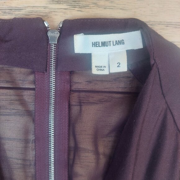 Helmut Lang silk blend drape wrap front fitted mini dress sheer back size 2 - Picture 8 of 13